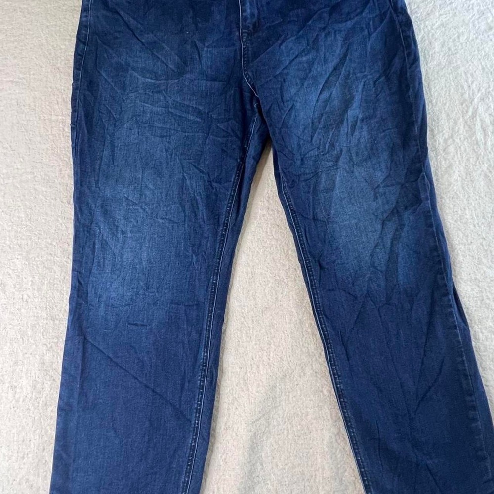 Avenue Denim Womens 24A Dark Wash Straight Leg Jeans Navy Blue Plus Size Average